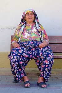 A woman wearing traditional dress in Selçuk, Turkey