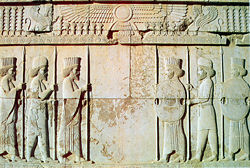Persian and Median soldiers with Farvahar in center.