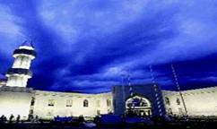 Baitun Nur Mosque is illuminated during its opening ceremonies on the weekend in Calgary.