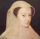 Mary Queen of Scots in deuil blanc c. 1559 following the deaths of her father-in-law, mother, and first husband Francis II of France.