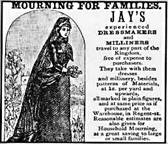 Advertisement for Victorian mourning garb